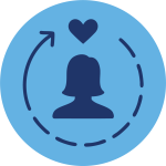 graphic icon of a woman on a blue background