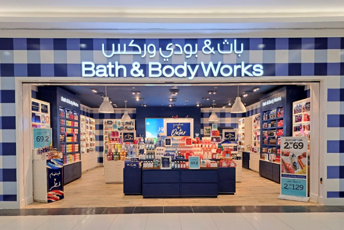 The storefront of a Bath & Body Works store in Qatar.