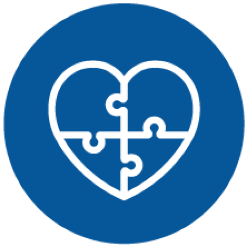 Blue graphic icon of a heart drawing