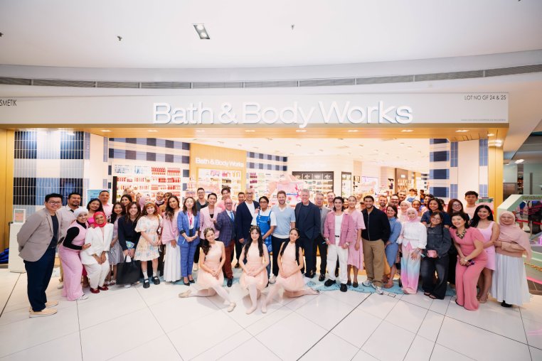 Attendees at a Bath & Body Works store grand opening event