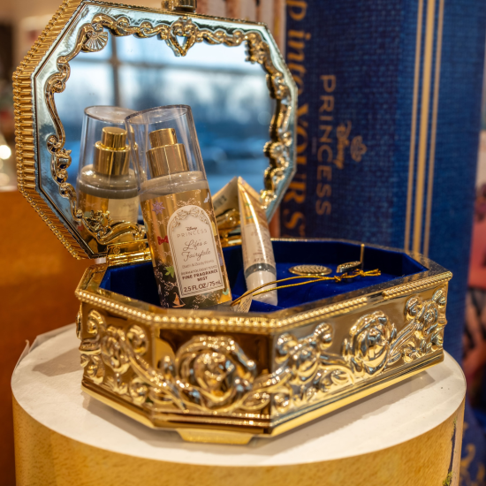 Life's A Fairytale accessory box with products from the collection in a Bath & Body Works store