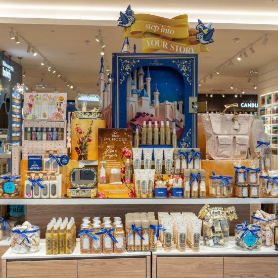 Life's A Fairytale from the Disney Princess Collection product stand in a Bath & Body Works store