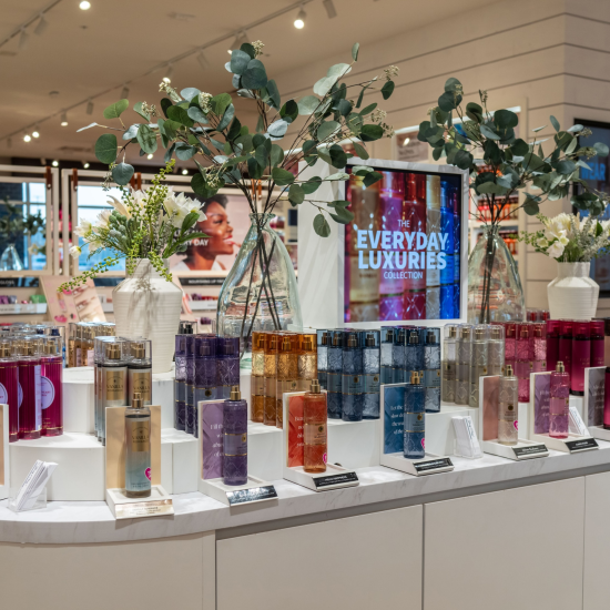 Everyday Luxuries product stand in a Bath & Body Works store